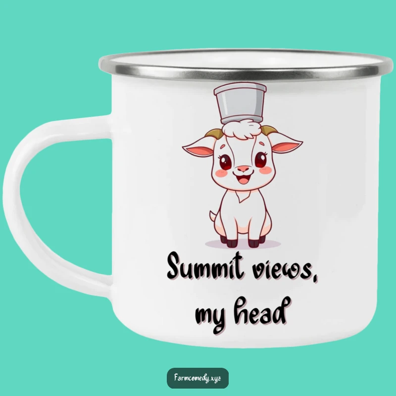 Funny Goat Balancing Bucket Camping Mug: Durable & Hilarious Outdoor Adventure Gift