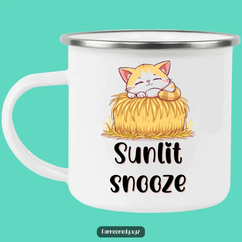 Funny Cat Sunbeam Nap Camping Mug: Cozy Feline Outdoor Comfort Gift