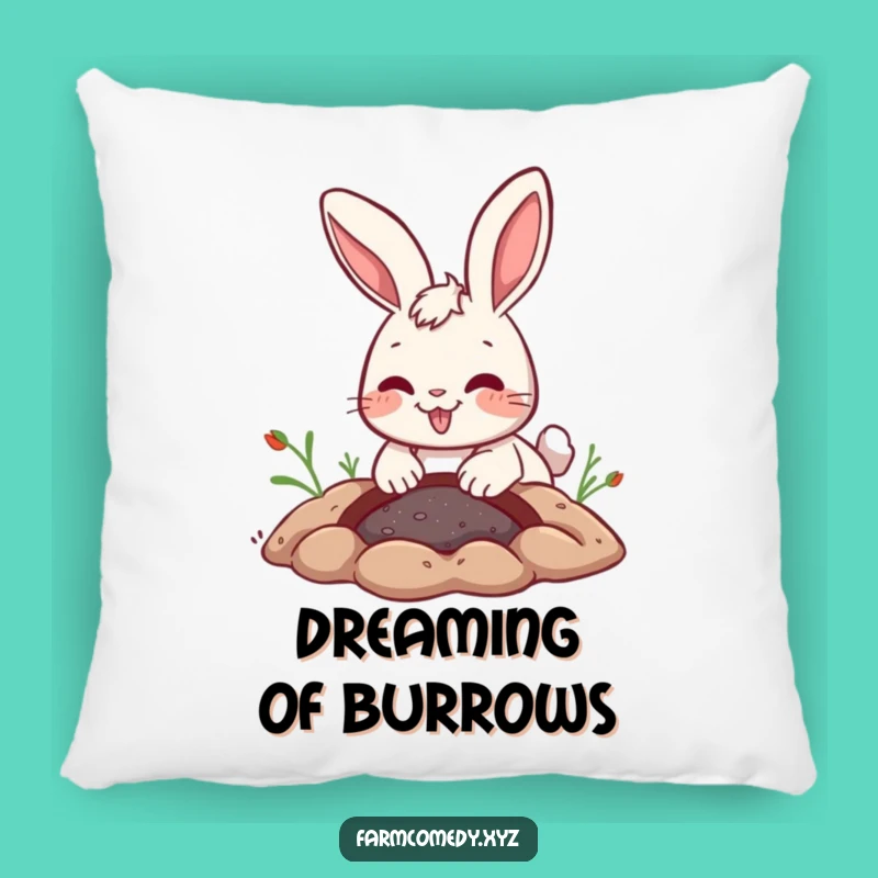 Funny Rabbit Digging Pillow: Joyful Bunny Comfort & Hole Digger Decor