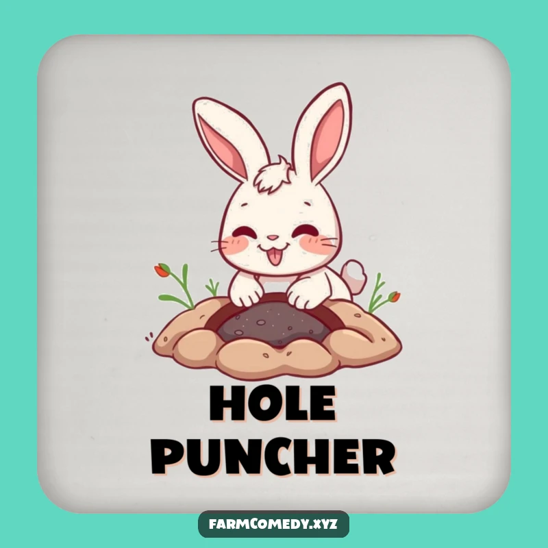 Funny Rabbit Digging Coaster: Joyful Bunny Art Protector Gift