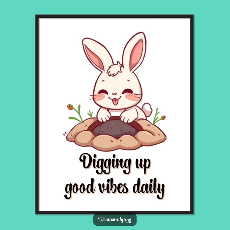 Funny Free Printable Rabbit Wall Art: Joyful Digger Downloadable Decor!
