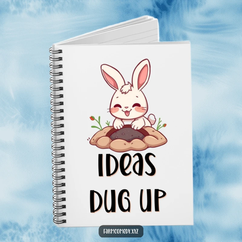 Funny Rabbit Digging Notebook: A playful rabbit digs a hole with a joyful expression, perfect for journaling and funny notes.