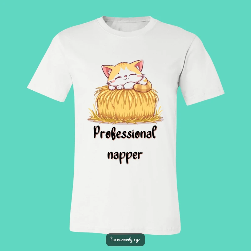 Funny Cat Sunbeam Nap T-Shirt: Cozy Feline Hay Bale Tee for Cat Enthusiasts